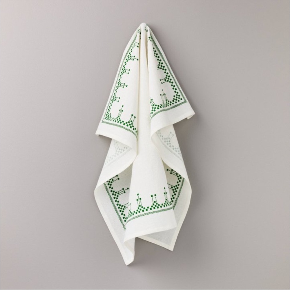 Hearth & Hand Magnolia Ornate Border Flour Sack Kitchen Towel Cream/Green